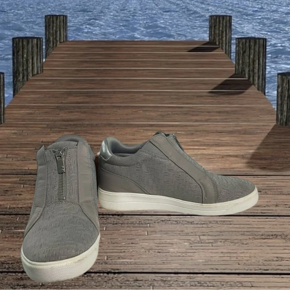 Ryka sneakers/shoes size 8 M gray with zipper front wedge style comfort footbed - Picture 3 of 10